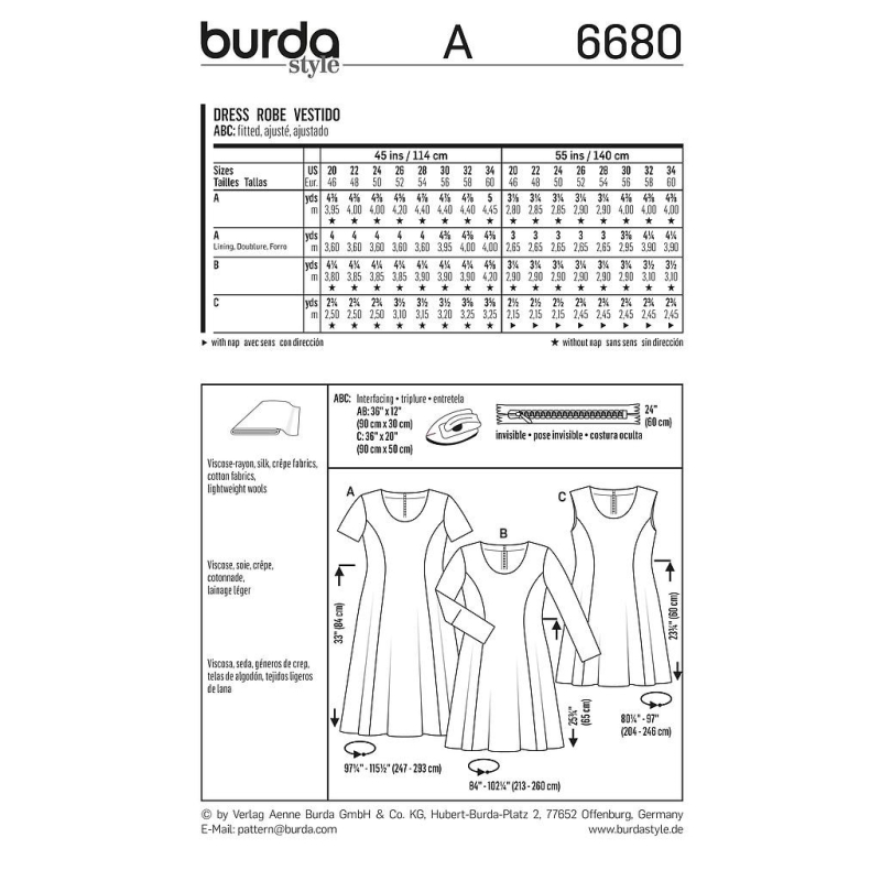 Patron Burda 6680 - Robe
