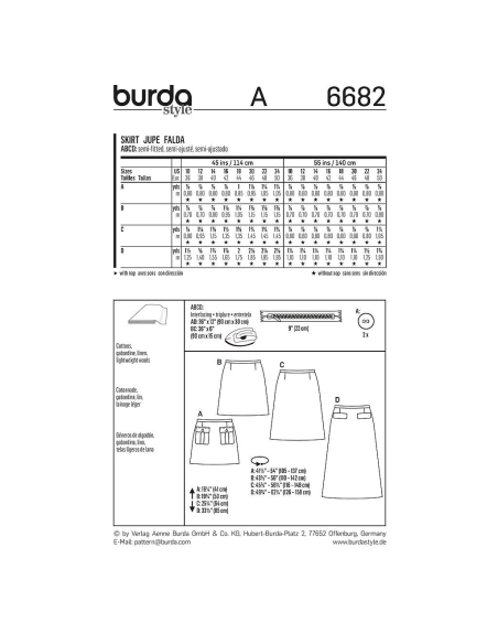 Patron Burda 6682 - Jupe