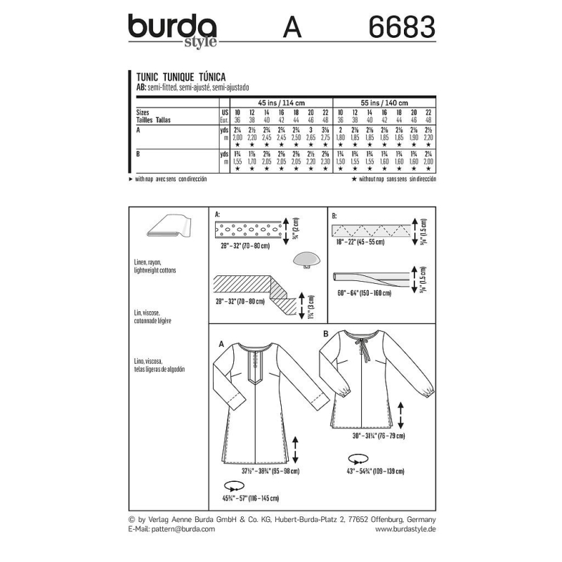 Patron Burda 6683 - Tunique