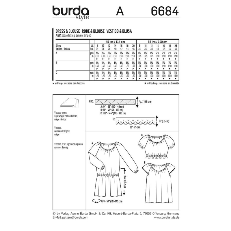 Patron Burda 6684 - Robe et blouse