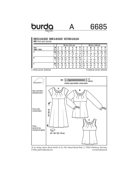 Patron Burda 6685 - Robe et blouse