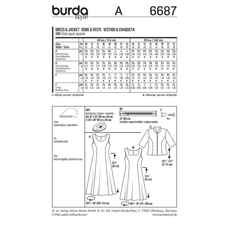 Patron Burda 6687 - Robe et veste