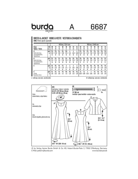 Patron Burda 6687 - Robe et veste
