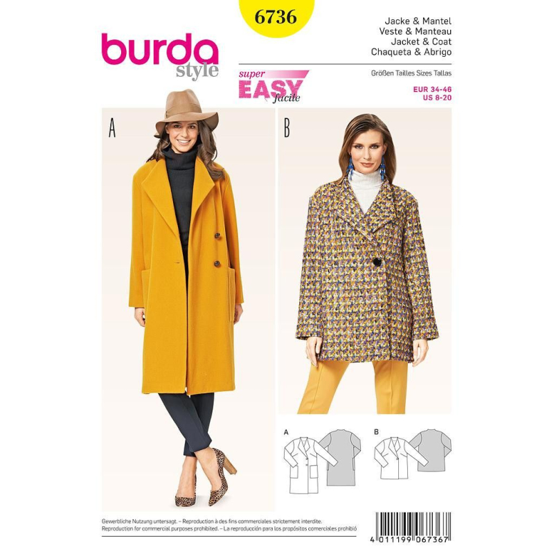 Patron Burda 6736 - Veste et manteau