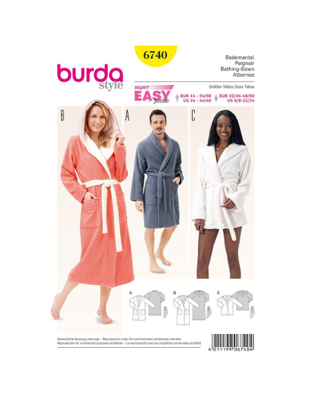 Patron Burda 6740 - Peignoir