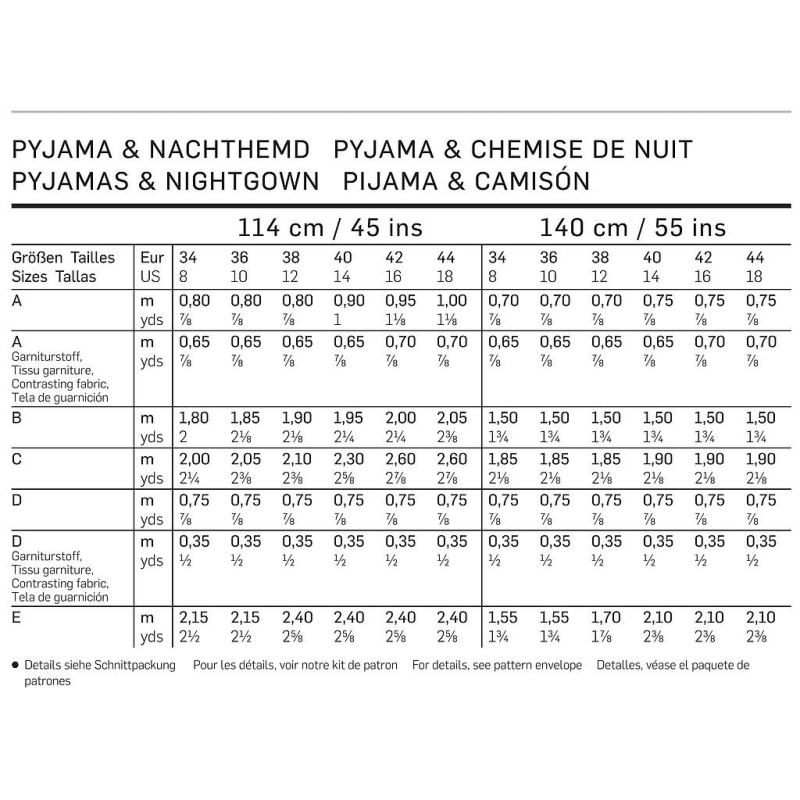 Patron Burda 6742 : Pyjama et chemise de nuit Femme