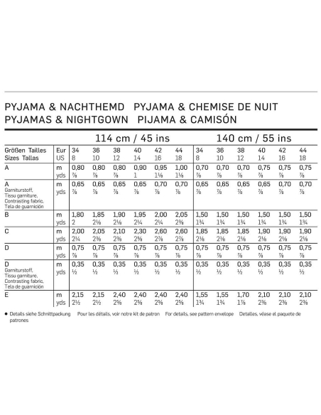 Patron Burda 6742 : Pyjama et chemise de nuit Femme