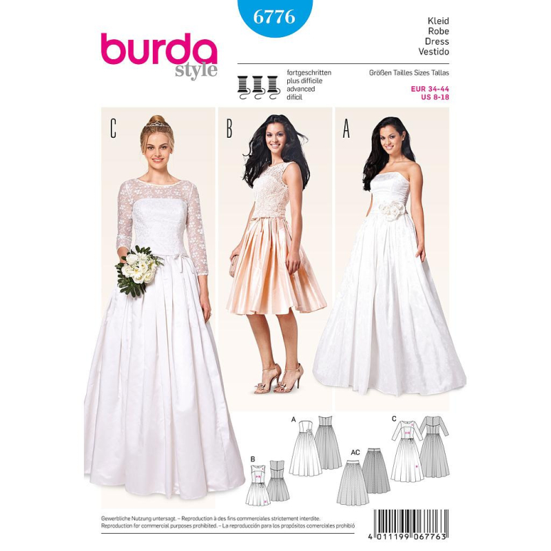 Patron Burda 6776 - Robe de mariée et robe de soirée