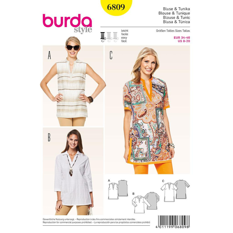 Patron Burda 6809 - Blouse et tunique