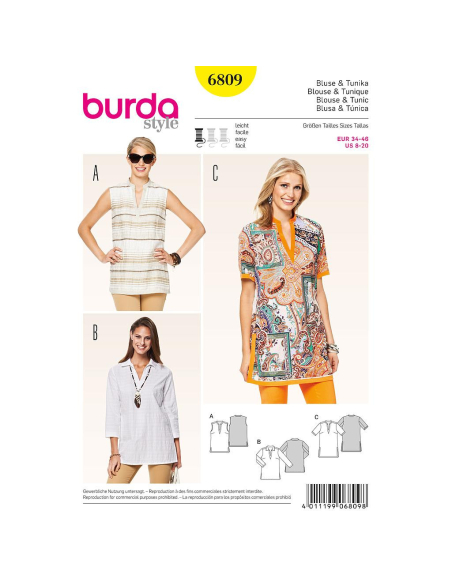 Patron Burda 6809 - Blouse et tunique