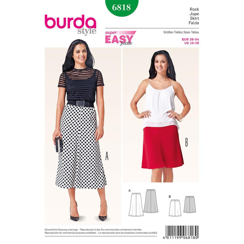 Patron Burda 6818 - Jupe