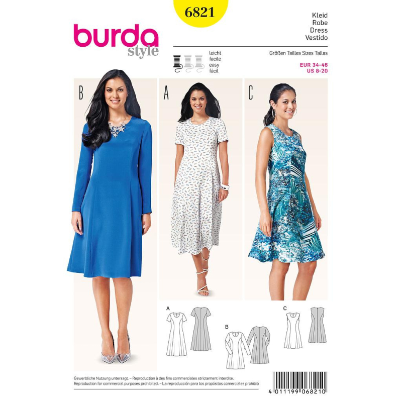 Patron Burda 6821 - Robe