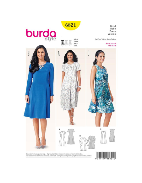 Patron Burda 6821 - Robe