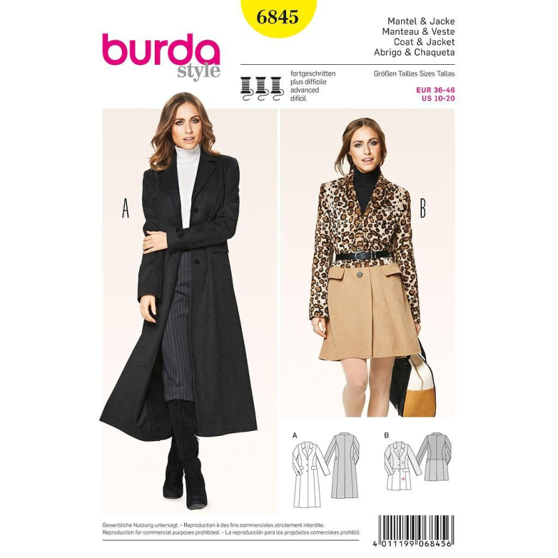 Patron Burda 6845 - Manteau et veste