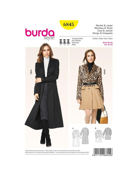 Patron Burda 6845 - Manteau et veste