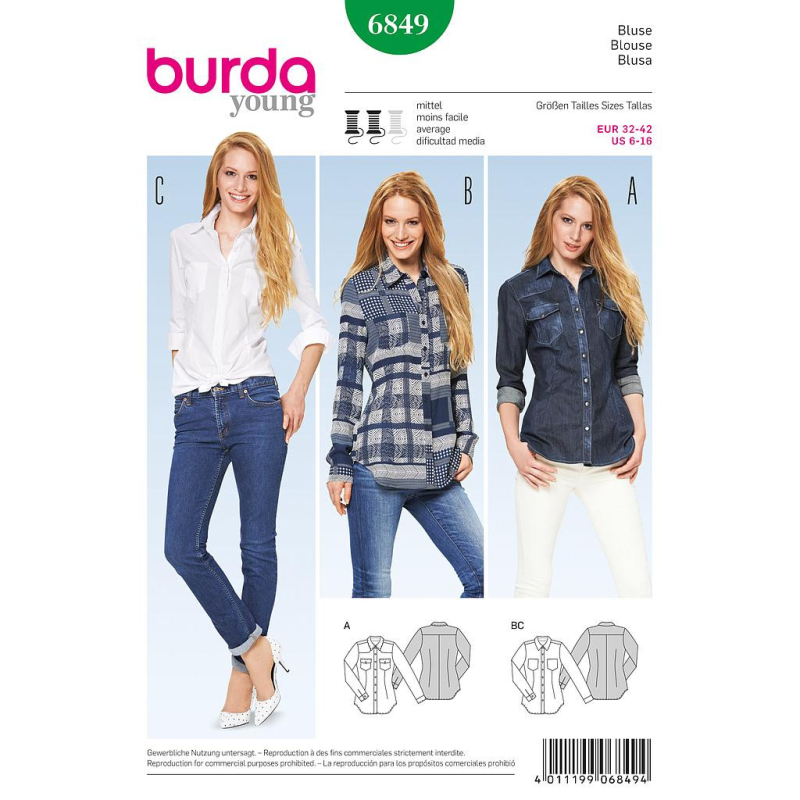 Patron Burda 6849 - Chemisier