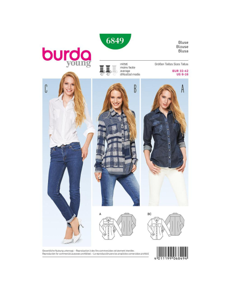 Patron Burda 6849 - Chemisier