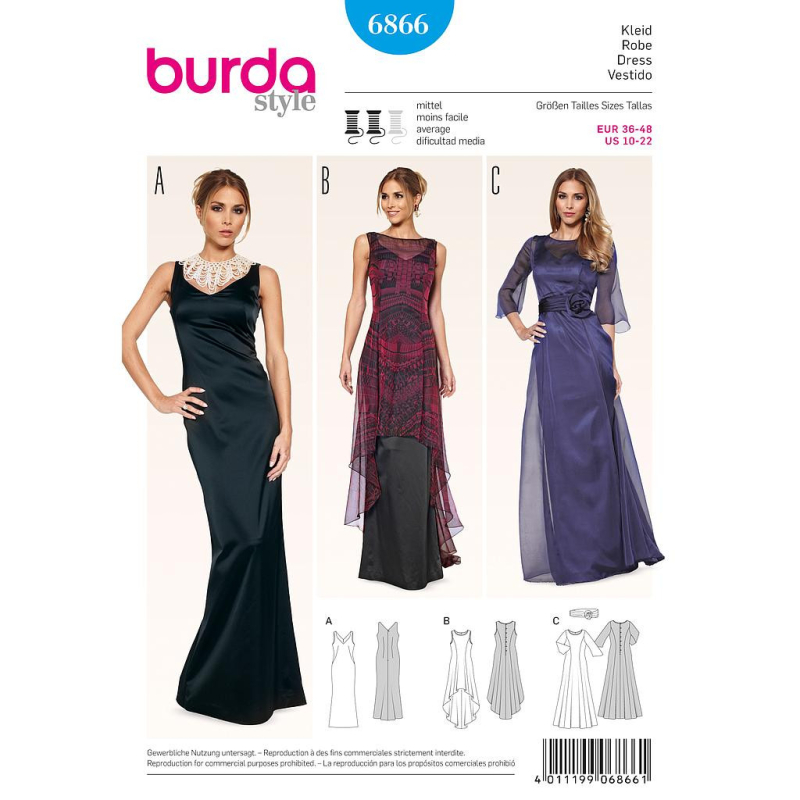 Patron Burda 6866 - Robe de soirée