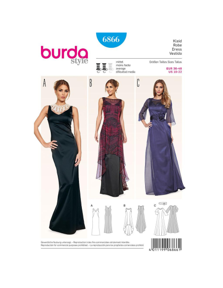 Patron Burda 6866 - Robe de soirée