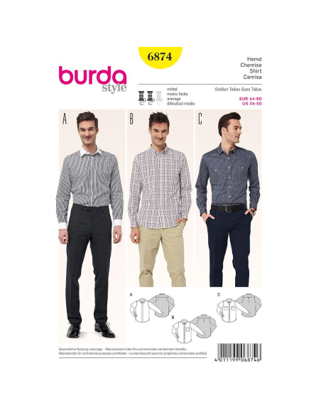 Patron Burda 6874 - Chemise