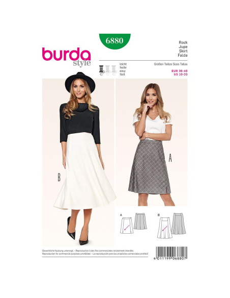 Patron Burda 6880 - Jupe