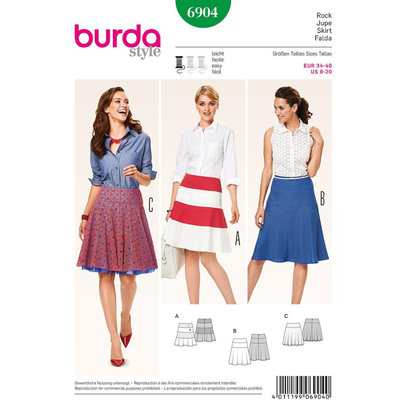 Patron Burda 6904 - Jupe