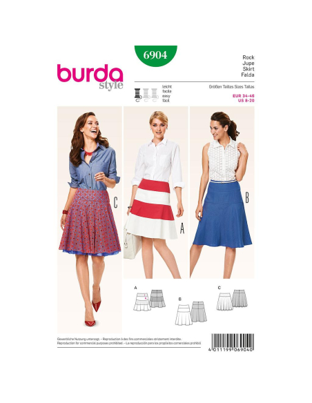 Patron Burda 6904 - Jupe