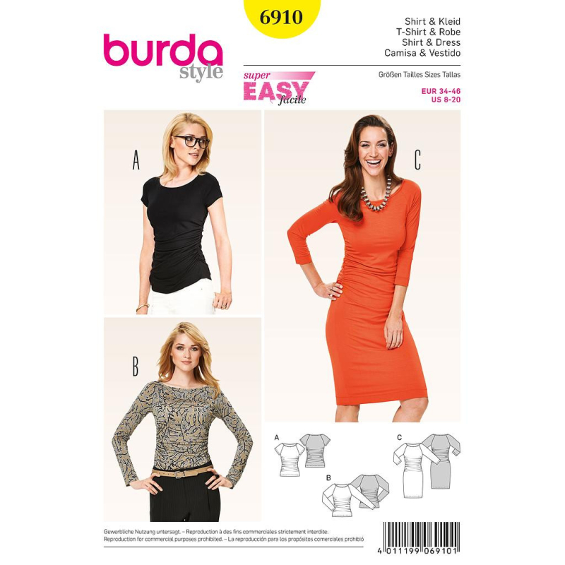 Patron Burda 6910 - T-shirt et robe