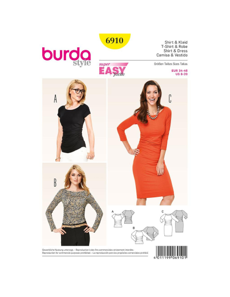 Patron Burda 6910 - T-shirt et robe