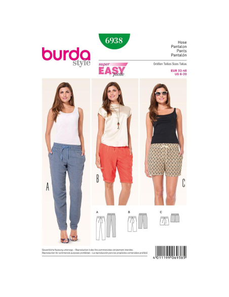Patron Burda 6938 - Pantalon et shorts