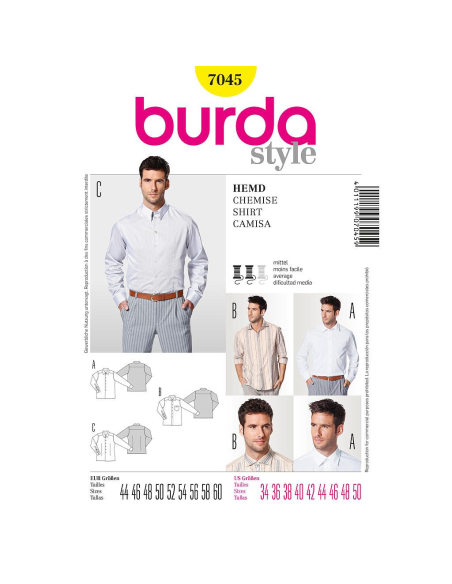 Patron Burda 7045 - Chemise homme