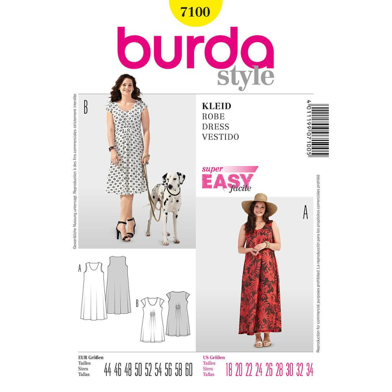 Patron Burda 7100 - Robe femme