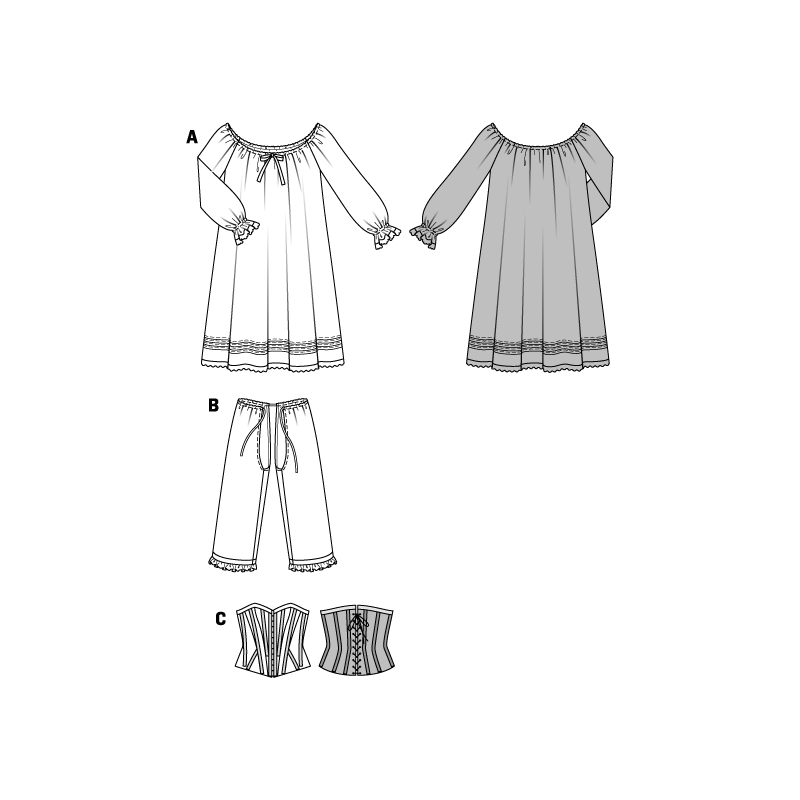 Patron Burda Carnaval 7156 - Déguisement Historique Sous - Vêtements