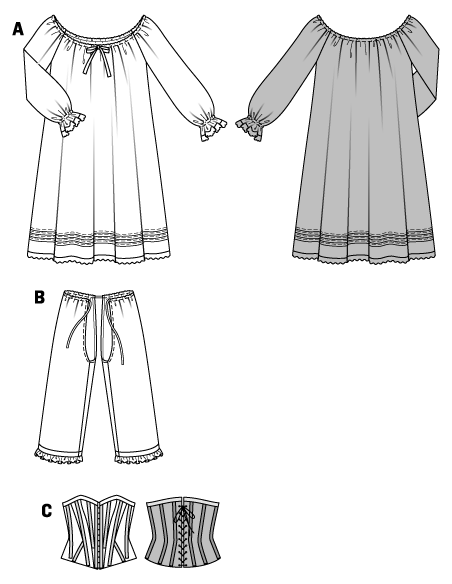 Patron Burda Carnaval 7156 - Déguisement Historique Sous - Vêtements