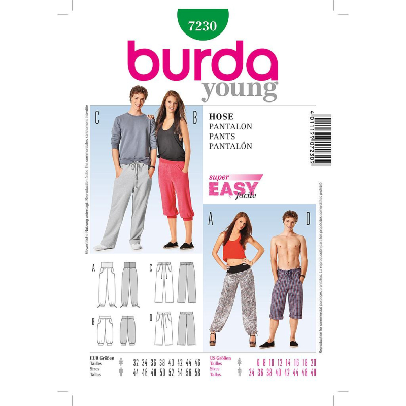 Patron N°7230 - Burda Young : Pantalon