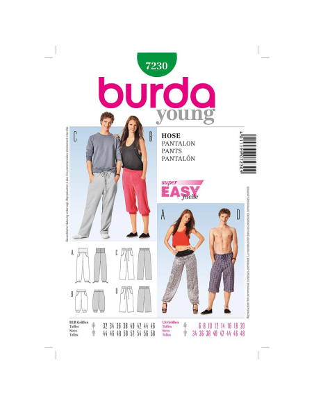 Patron N°7230 - Burda Young : Pantalon