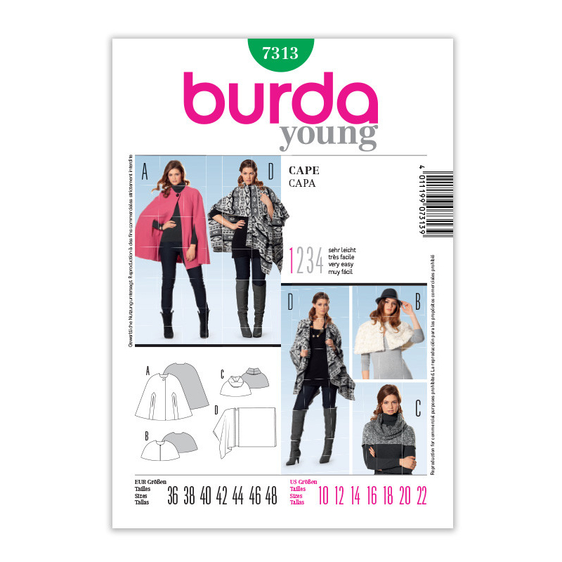 Patron N°7313 Burda : Cape