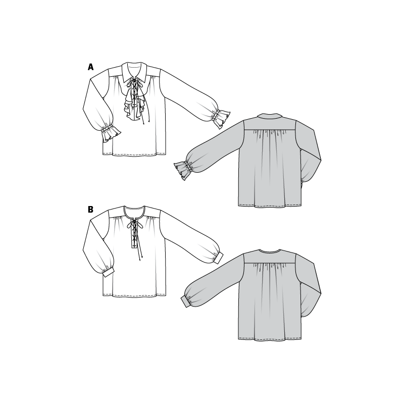 Patron Burda Carnaval 7332 - Déguisement Historique Chemise de pirate