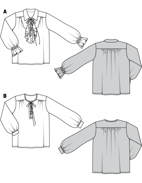 Patron Burda Carnaval 7332 - Déguisement Historique Chemise de pirate