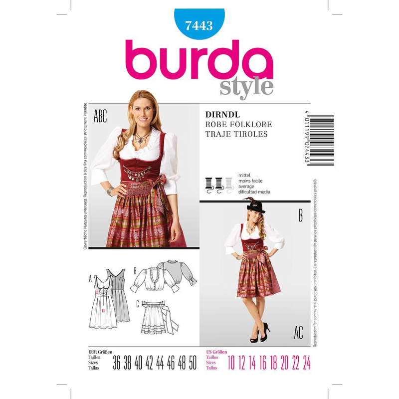 Patron Burda 7443 - Robe