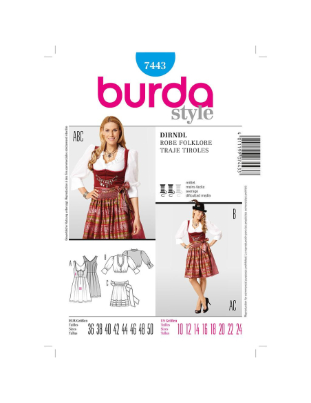 Patron Burda 7443 - Robe