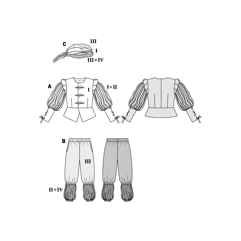 Patron Burda Carnaval 7467 - Déguisement Historique Lansquenet