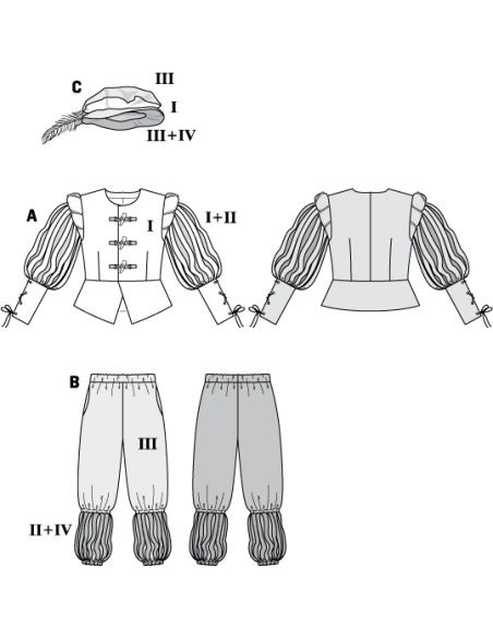 Patron Burda Carnaval 7467 - Déguisement Historique Lansquenet