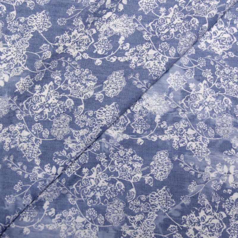 Jean's léger 100% coton - Délavé motif floral
