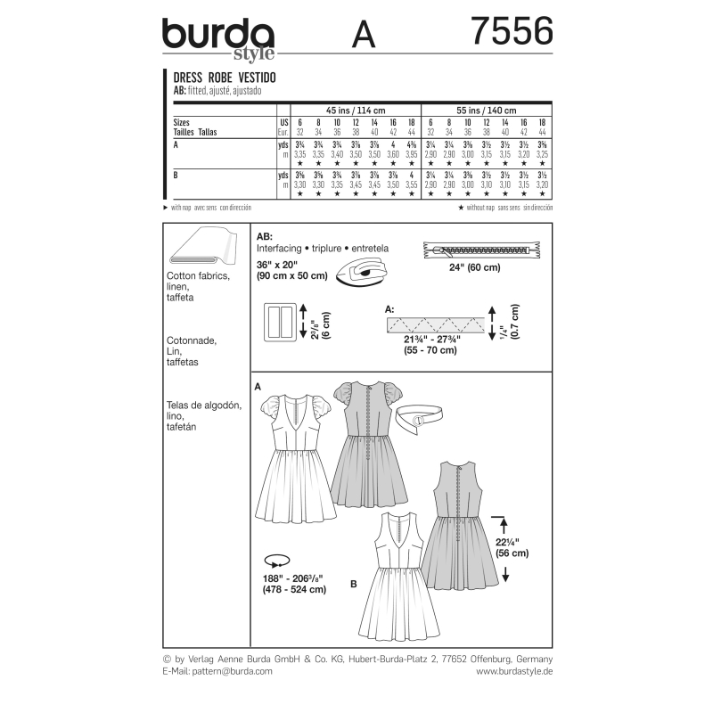 Patron Burda 7556 - Robe
