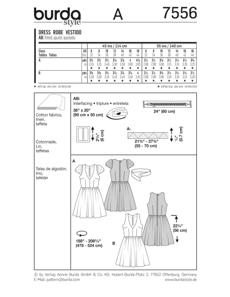 Patron Burda 7556 - Robe