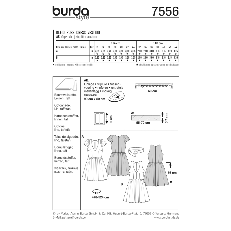 Patron Burda 7556 - Robe