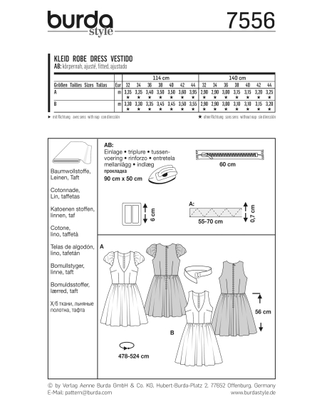 Patron Burda 7556 - Robe