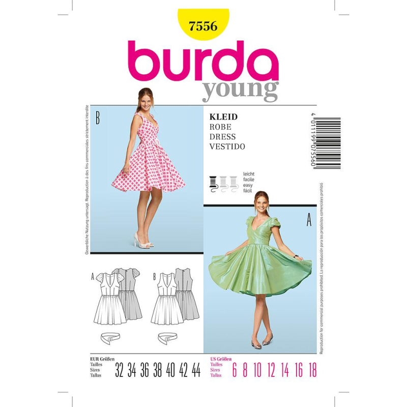 Patron Burda 7556 - Robe