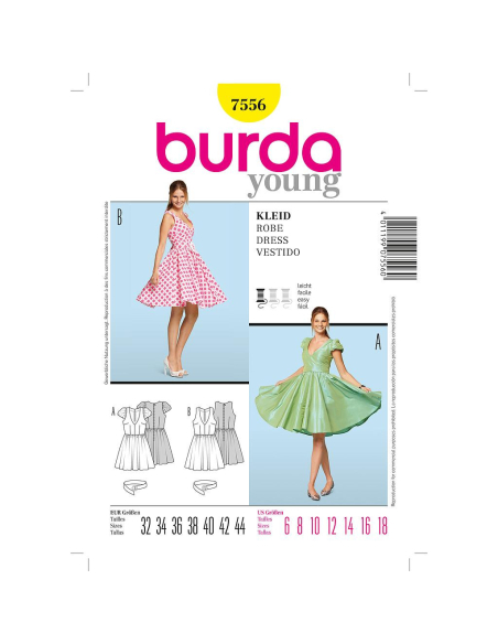 Patron Burda 7556 - Robe